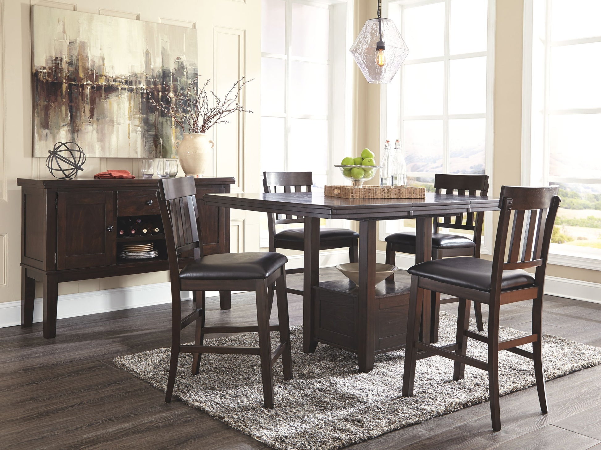 Haddigan - Dark Brown - Rectangular Dining Room Counter Extension Table - Hornell Furniture Outlet
