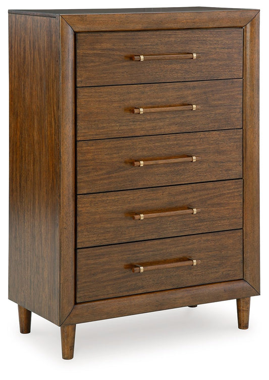 Lyncott - Brown - Five Drawer Chest - Hornell Furniture Outlet