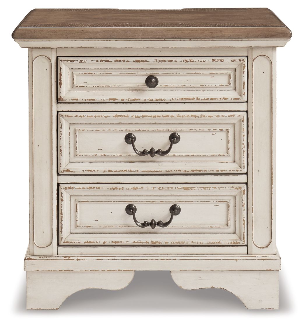 Realyn - Three Drawer Night Stand - White / Brown / Beige - Hornell Furniture Outlet