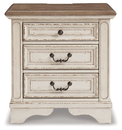 Realyn - Three Drawer Night Stand - White / Brown / Beige - Hornell Furniture Outlet