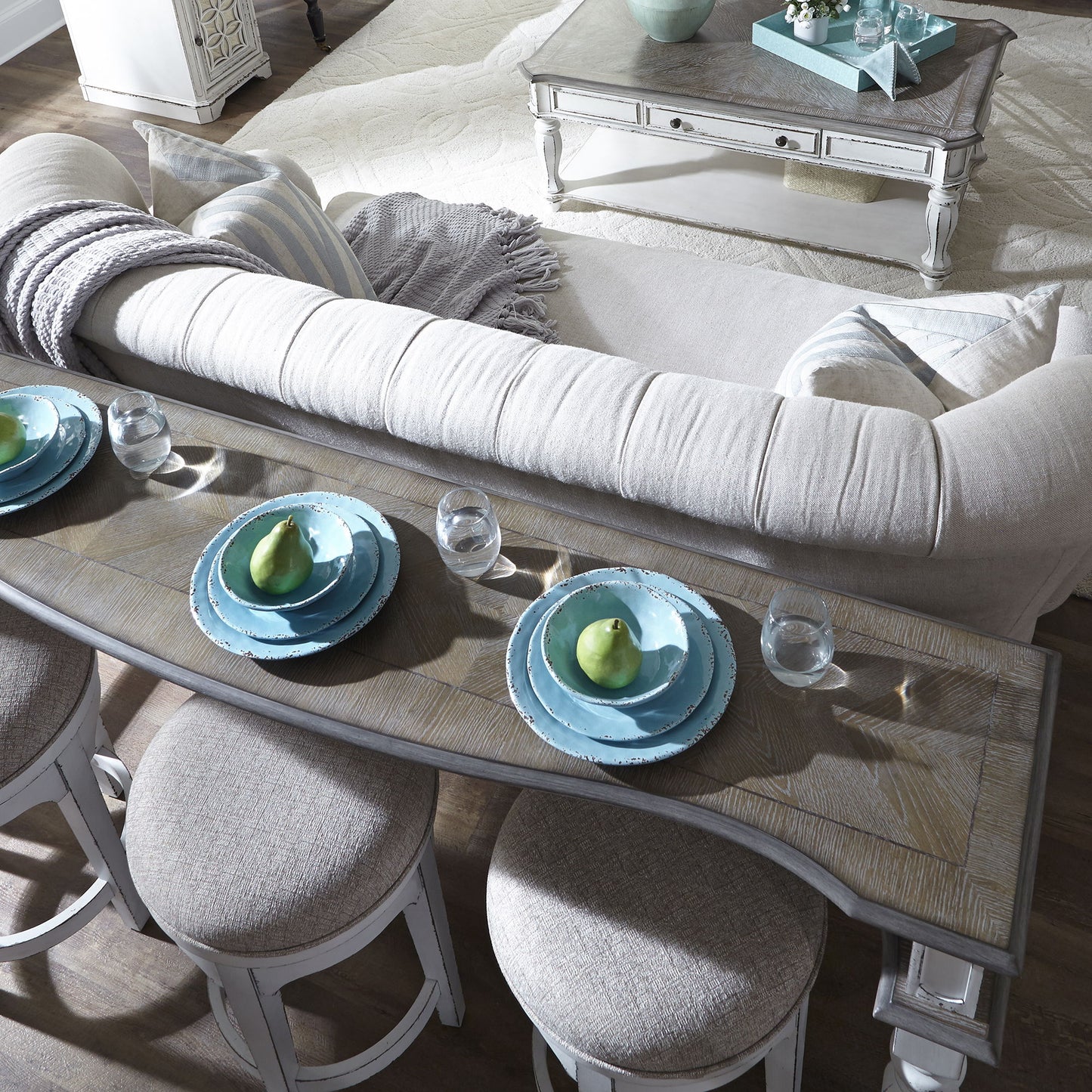 Magnolia Manor - Console Bar Table - White - Hornell Furniture Outlet