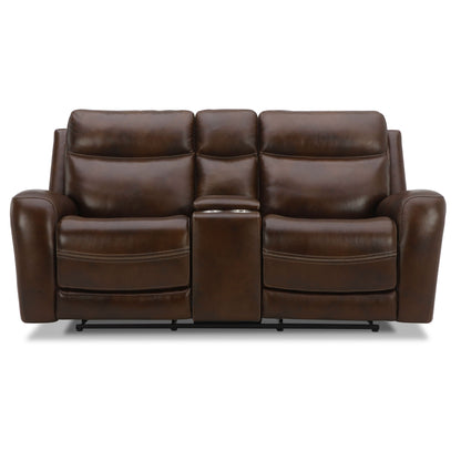 Blair - Loveseat With Console P2 & ZG - Cognac - Hornell Furniture Outlet