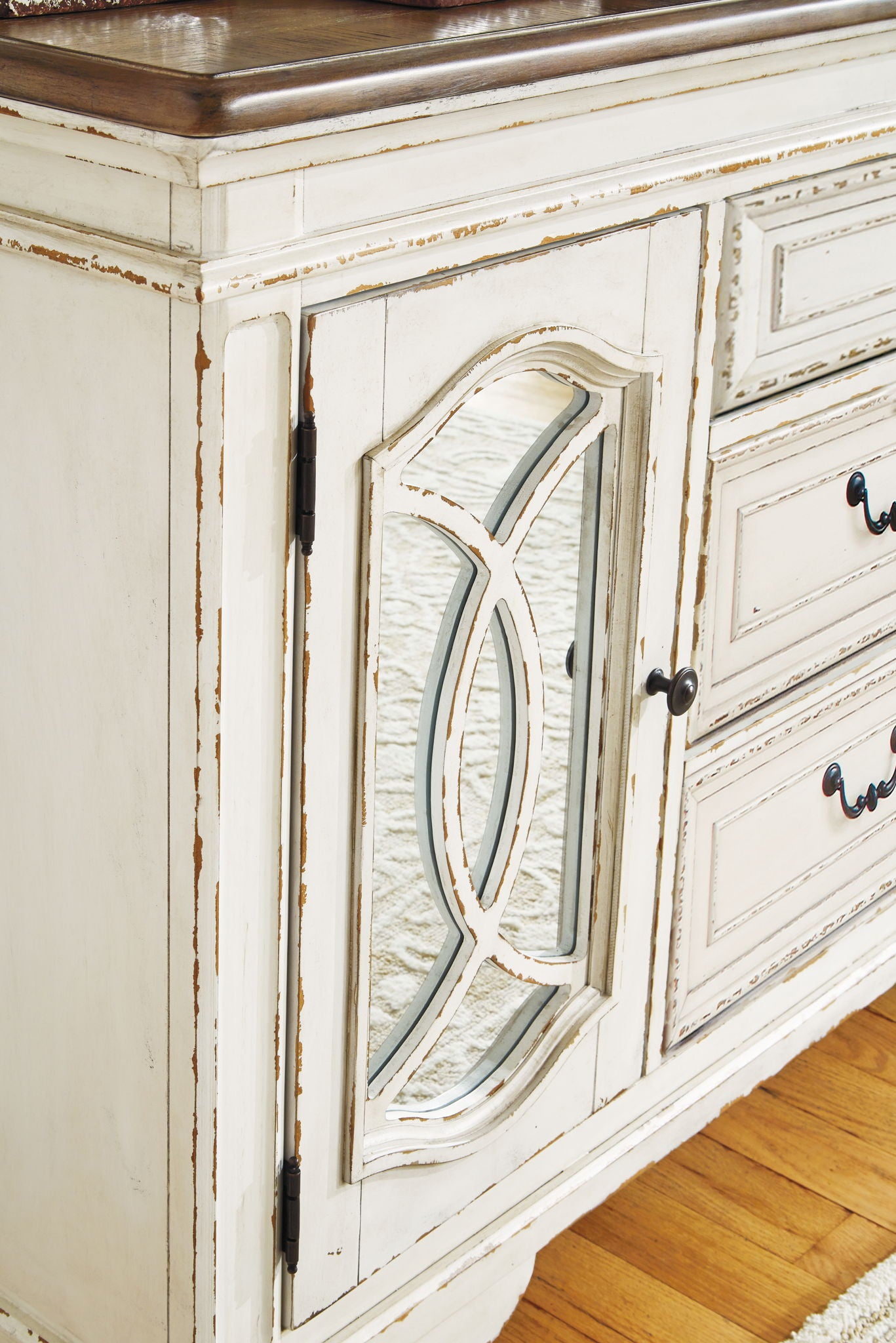 Realyn - Dining Room Server - Chipped White - Hornell Furniture Outlet