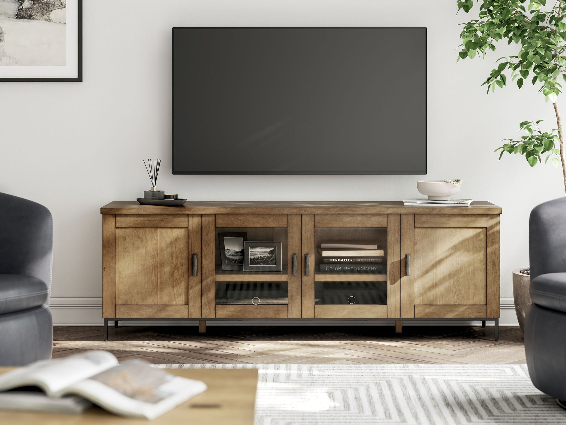 Torlanta - Brown - Extra Large TV Stand - Hornell Furniture Outlet