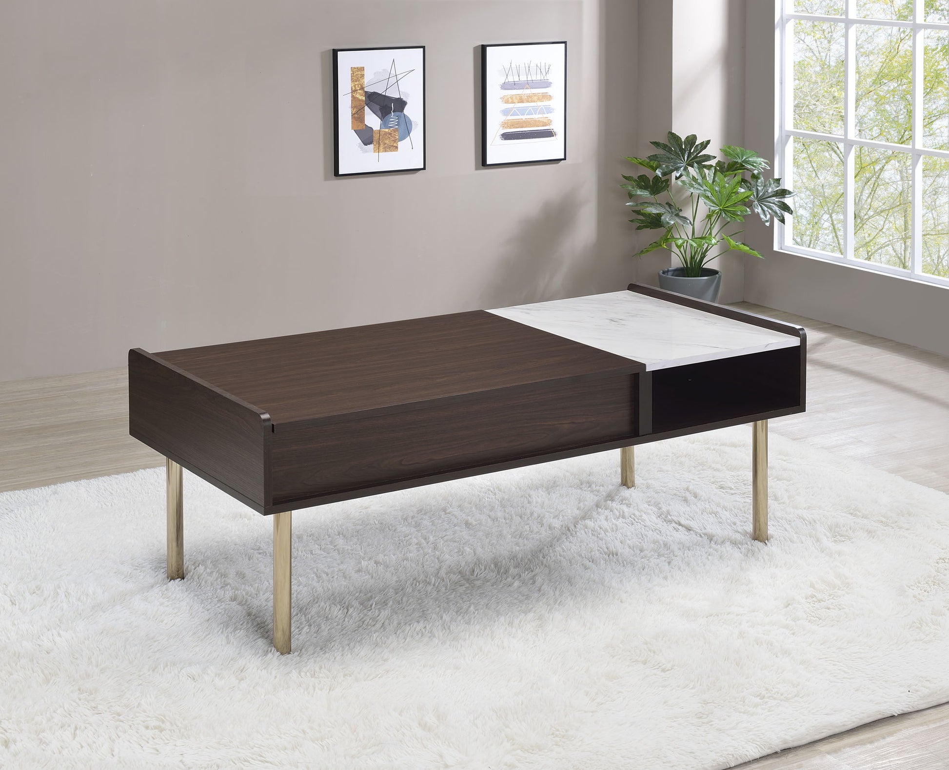 Carrie - Lift - Top Coffee Table - Brown - Hornell Furniture Outlet