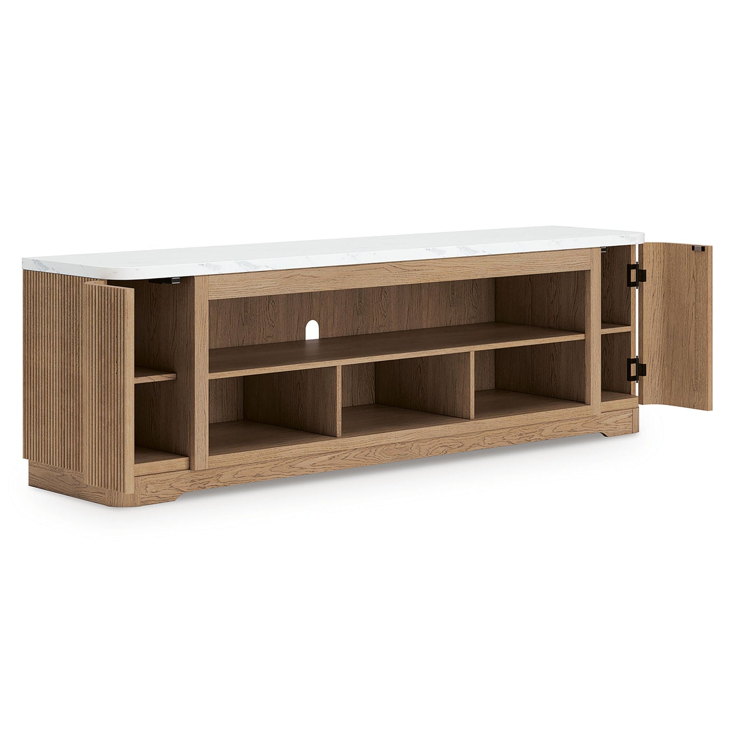 Camdill - XL TV Stand With Fireplace Option - Light Brown - Hornell Furniture Outlet