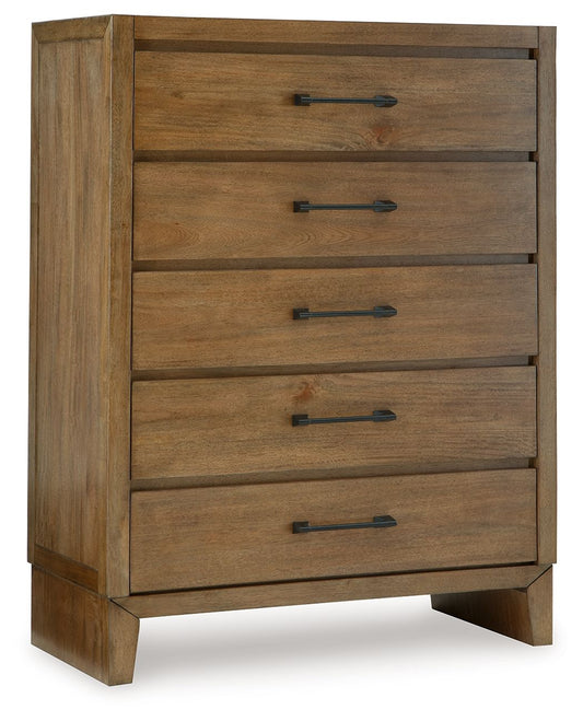 Sherbana - Light Brown - Five Drawer Chest - Hornell Furniture Outlet