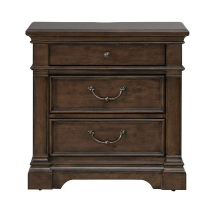 Arden Road - Nightstand With Charging Station - Satin Cherry - Hornell Furniture Outlet