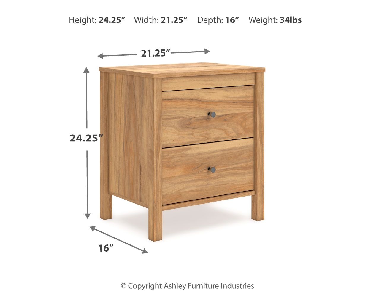 Bermacy - Light Brown - Two Drawer Night Stand - Hornell Furniture Outlet