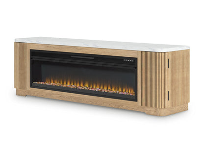Camdill - Light Brown - 80" TV Stand With Electric Fireplace - Hornell Furniture Outlet