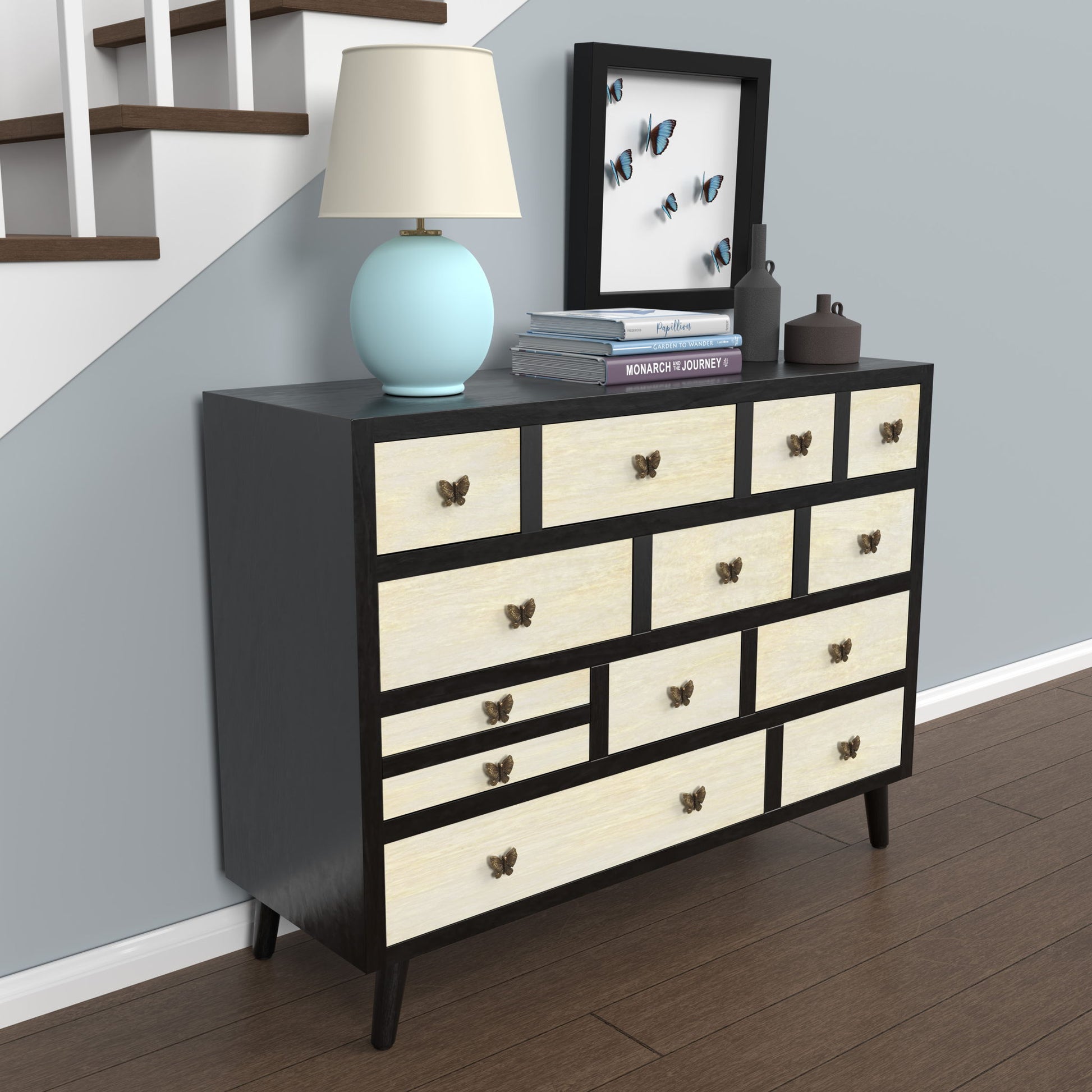 Papillon - 13 Drawers Sideboard - Black - Hornell Furniture Outlet