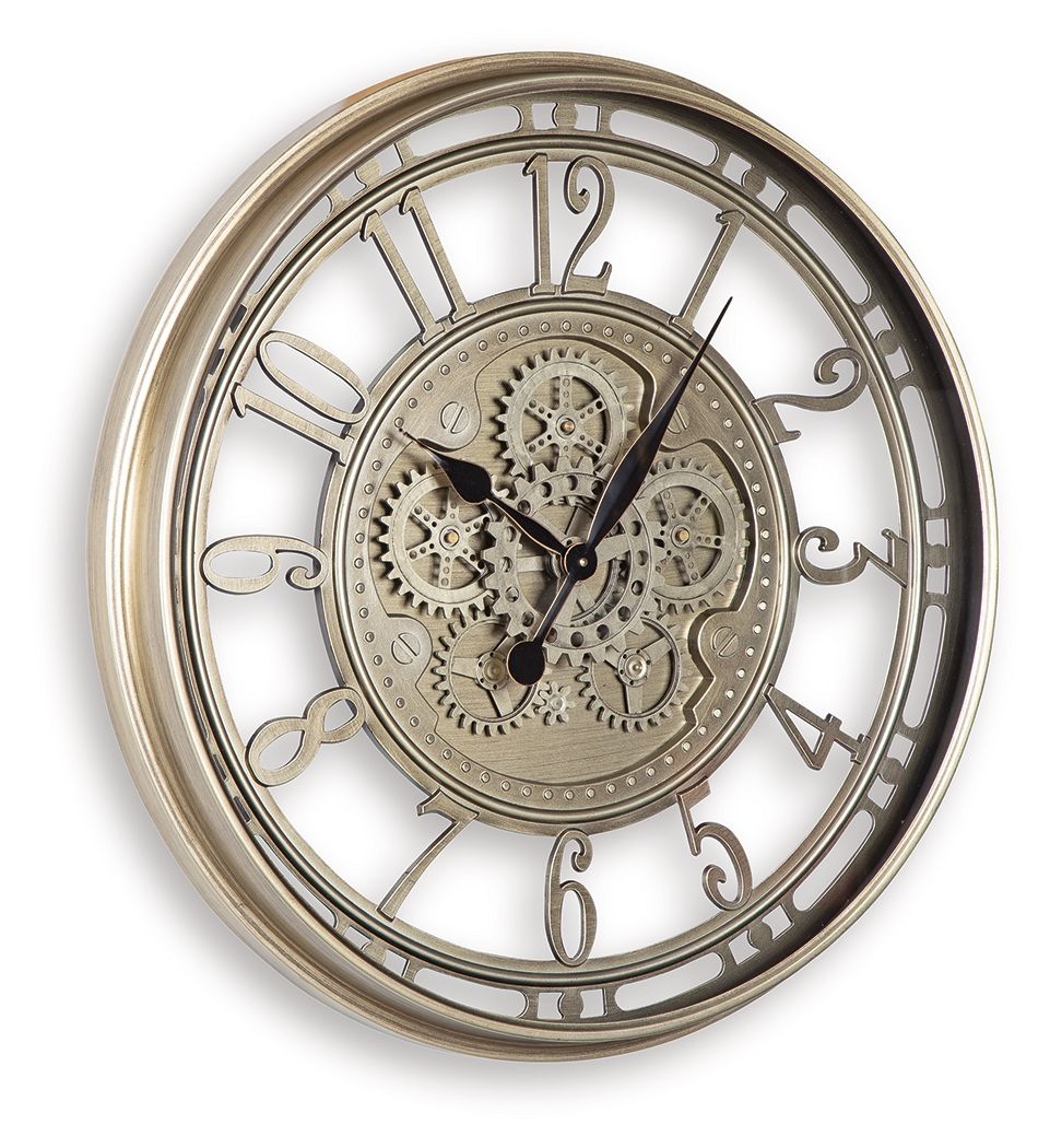 Gilover - Champagne Finish - Wall Clock - Hornell Furniture Outlet