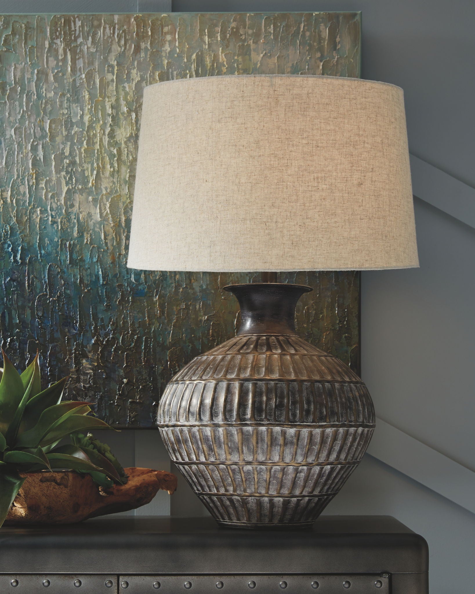 Magan - Antique Bronze Finish - Metal Table Lamp - Hornell Furniture Outlet
