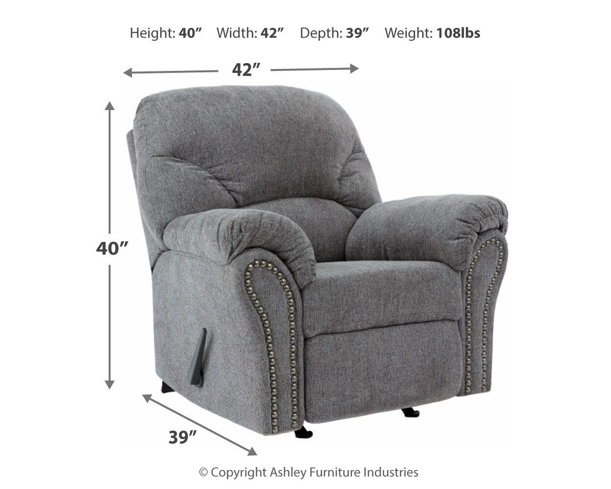 Allmaxx - Pewter - Rocker Recliner - Hornell Furniture Outlet