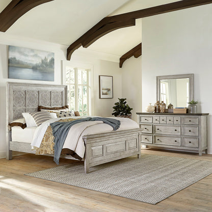 Heartland - Farmhouse - Panel Bed, Dresser & Mirror Set - Hornell Furniture Outlet
