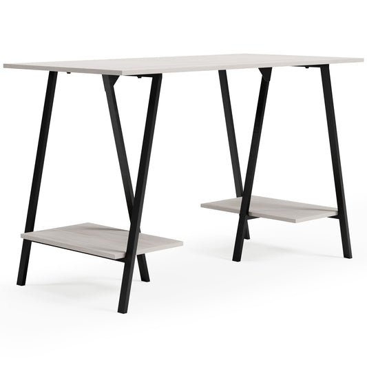Bayflynn - White / Black - Home Office Desk - 2 Fixed Shelves - Hornell Furniture Outlet