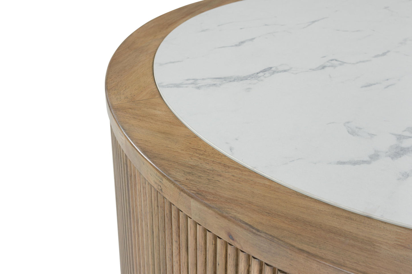 Camdill - Round Cocktail Table - Light Brown / White - Hornell Furniture Outlet