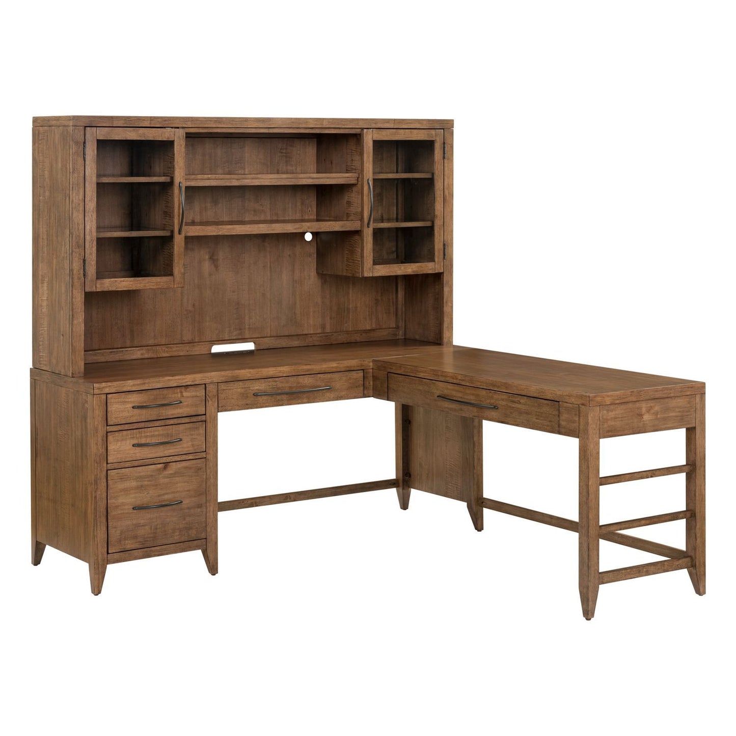 Shaker Lakes - Opt L Shaped Desk Set - Harvest Brown - Hornell Furniture Outlet