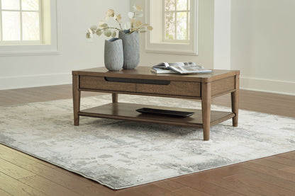 Roanhowe - Brown - Rectangular Cocktail Table - Hornell Furniture Outlet
