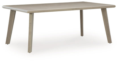 Cliff Trails - Beige - Rectangle Dining Table With Umbrella Option - Hornell Furniture Outlet
