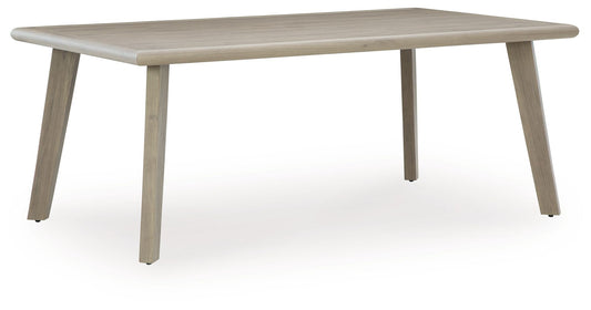 Cliff Trails - Beige - Rectangle Dining Table With Umbrella Option - Hornell Furniture Outlet