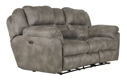 Ferrington - Power Lay Flat Reclining Console Loveseat with Power Adjustable Headrest & Lumbar - Hornell Furniture Outlet