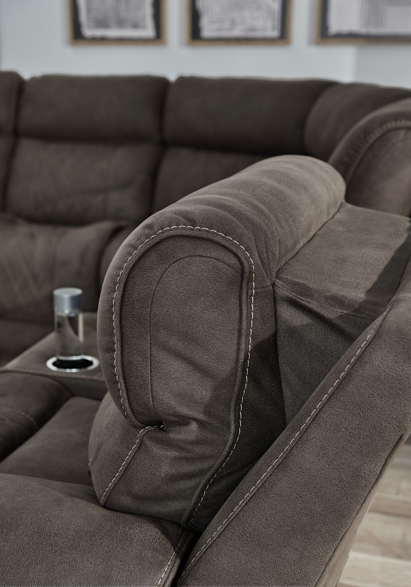 Hoopster - Gunmetal - Zero Wall Power Recliner with Console 6 Pc Sectional - Hornell Furniture Outlet