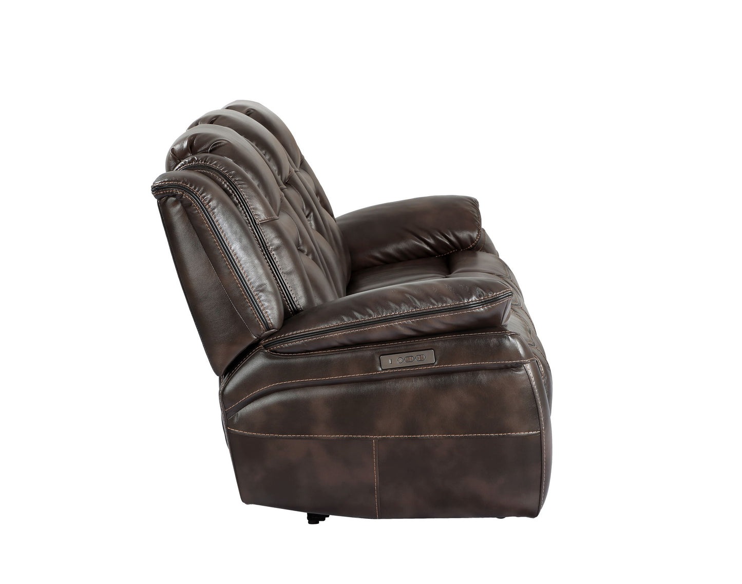 Oportuna - Dual Power Sofa With Drop Down Table - Dark Brown - Hornell Furniture Outlet