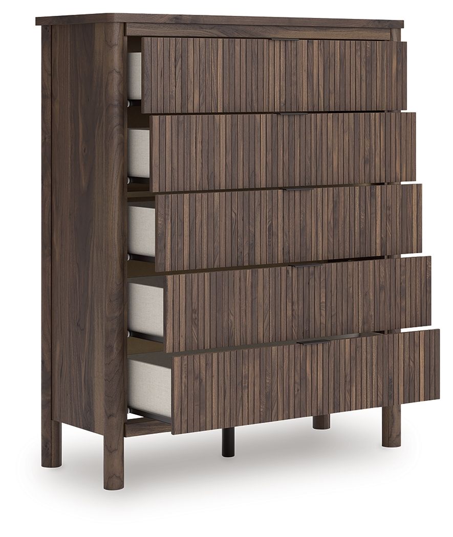 Pamytta - Brown - Five Drawer Wide Chest - Hornell Furniture Outlet