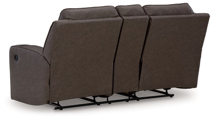 Lavenhorne - Granite - Dbl Rec Loveseat W/Console - Hornell Furniture Outlet