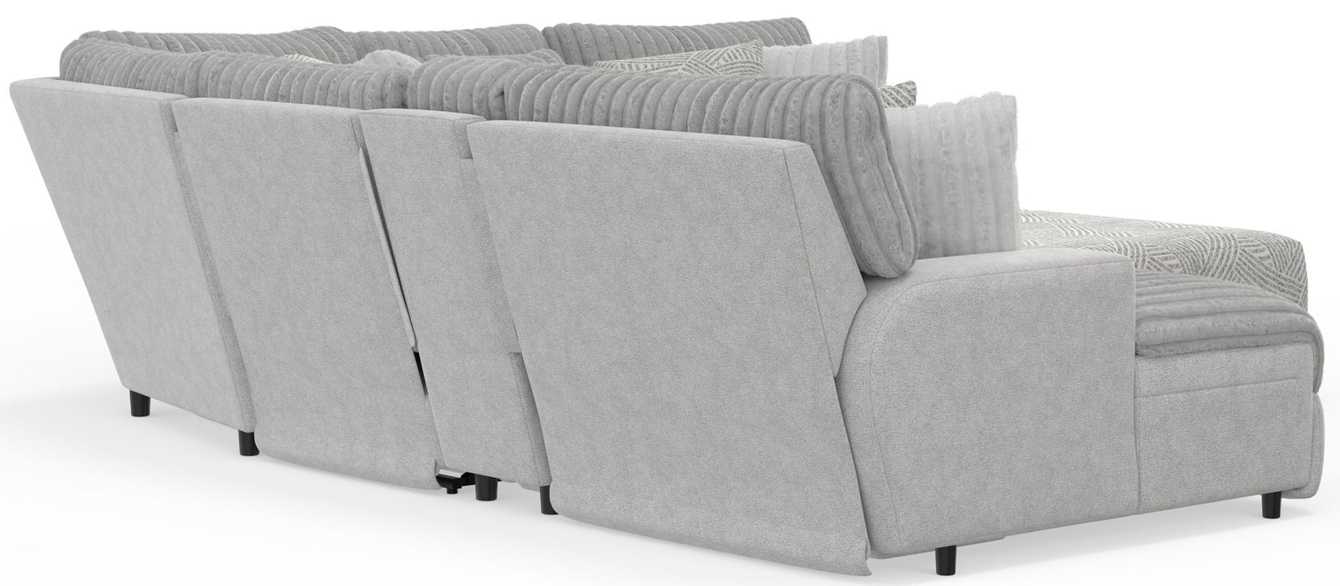 Abraxas - 6 Piece Power Reclining Sectional With Lay - Back Chaise, 2 Reclining Seats, And Included Cocktail Ottoman (LSF Chaise) - Moonstruck - Hornell Furniture Outlet