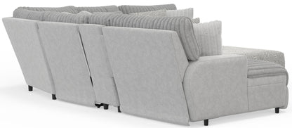 Abraxas - 6 Piece Power Reclining Sectional With Lay - Back Chaise, 2 Reclining Seats, And Included Cocktail Ottoman (LSF Chaise) - Moonstruck - Hornell Furniture Outlet