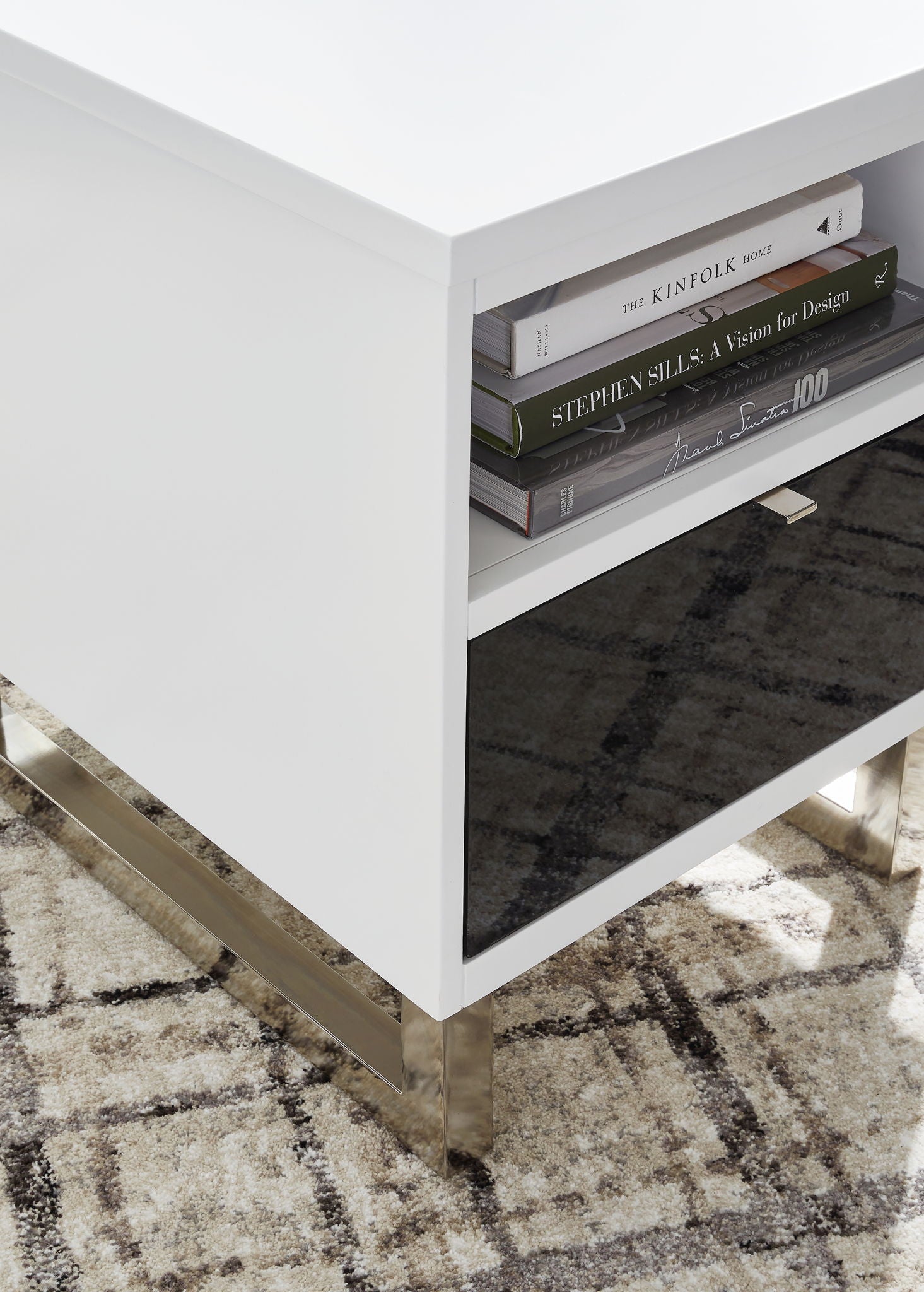 Gardoni - White / Black - Chair Side End Table - Hornell Furniture Outlet