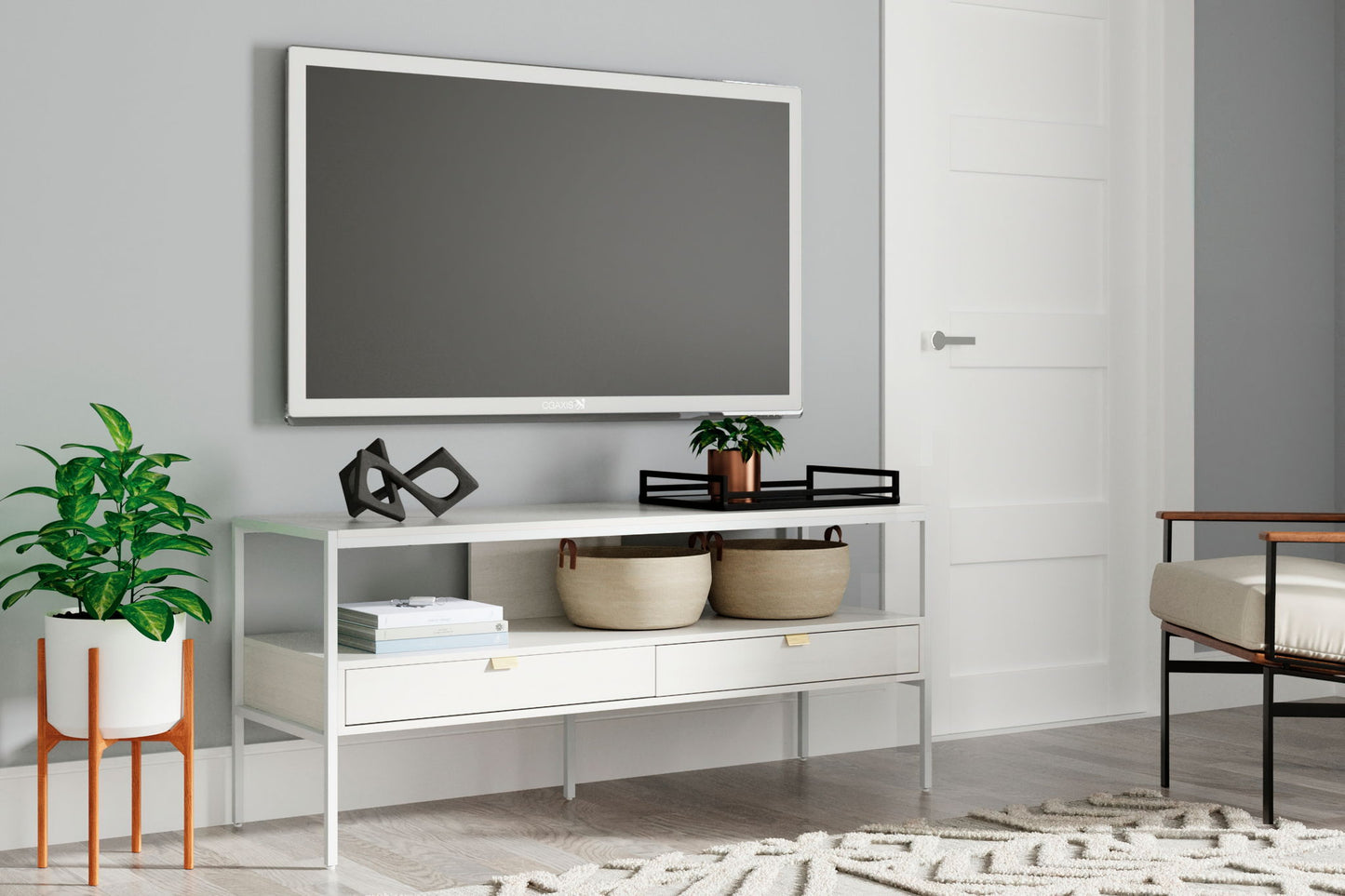 Deznee - White - Large TV Stand - Hornell Furniture Outlet