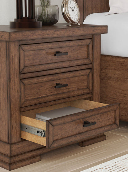 Taffenbrook - Medium Brown - Three Drawer Night Stand - Hornell Furniture Outlet