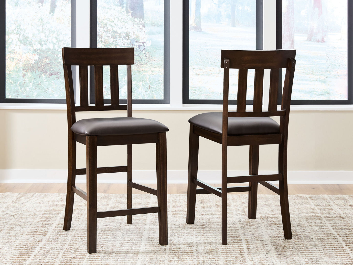 Haddigan - Upholstered Barstool (Set of 2) - Dark Brown - Hornell Furniture Outlet