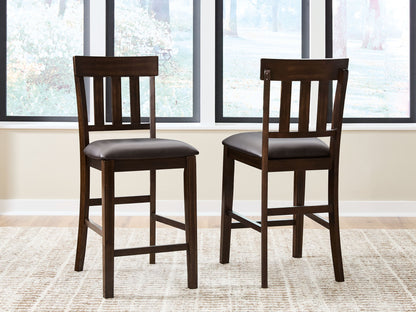 Haddigan - Upholstered Barstool (Set of 2) - Dark Brown - Hornell Furniture Outlet