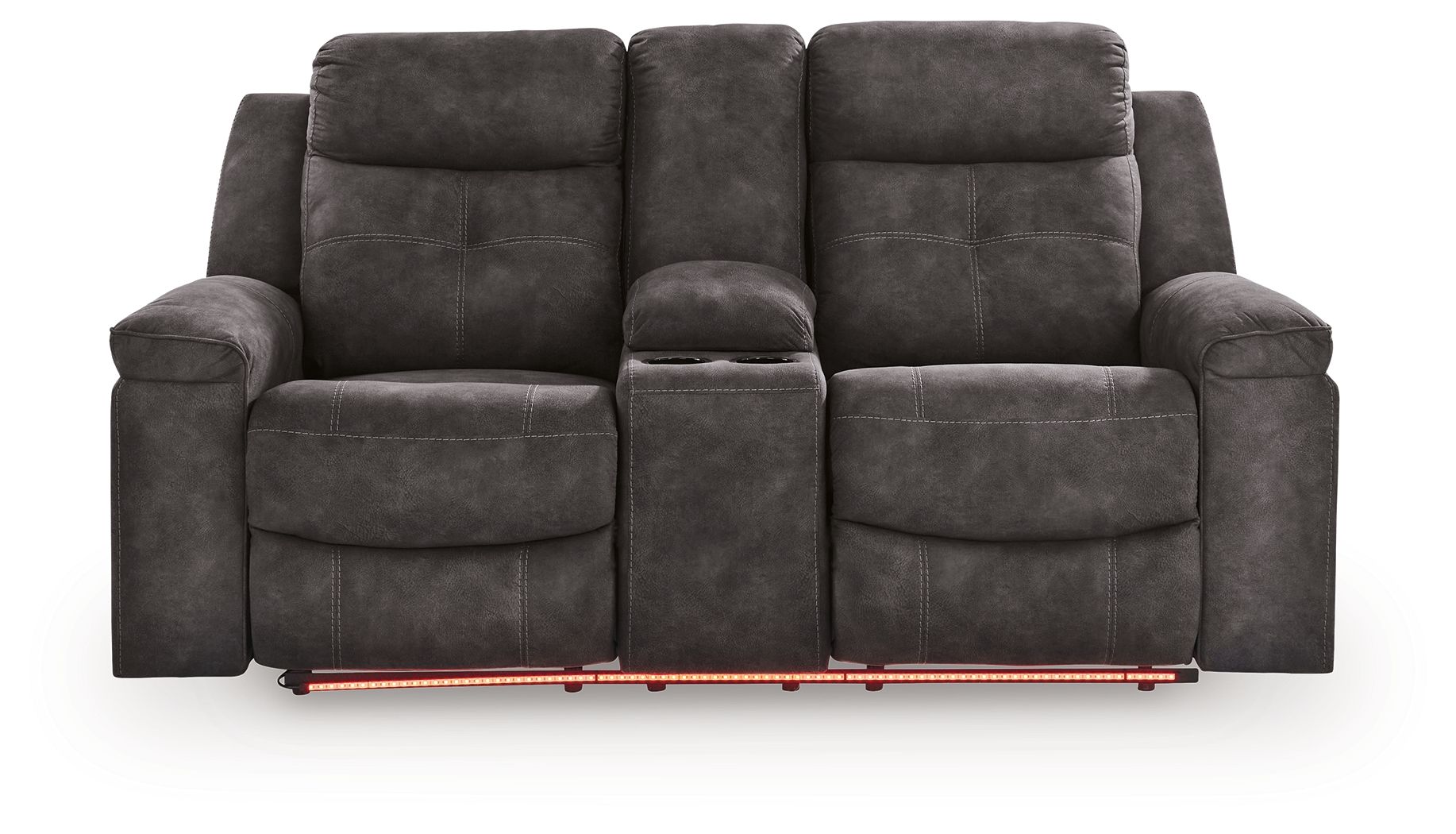 Brysonview - Double Reclining Loveseat With Console - Charcoal - Hornell Furniture Outlet