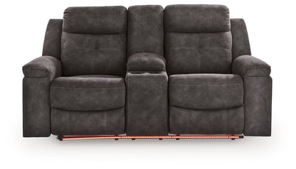 Brysonview - Double Reclining Loveseat With Console - Charcoal - Hornell Furniture Outlet