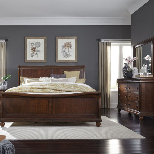 Rustic Traditions - Sleigh Bed, Dresser & Mirror - Hornell Furniture Outlet