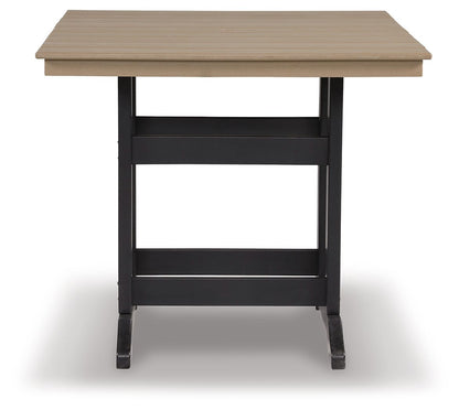 Fairen Trail - Square Counter TBL w/Umb OPT - Black / Driftwood - Hornell Furniture Outlet