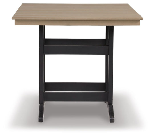 Fairen Trail - Square Counter TBL w/Umb OPT - Black / Driftwood - Hornell Furniture Outlet