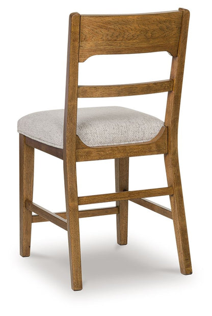 Cabalynn - Oatmeal / Light Brown - Upholstered Barstool (Set of 2) - Hornell Furniture Outlet