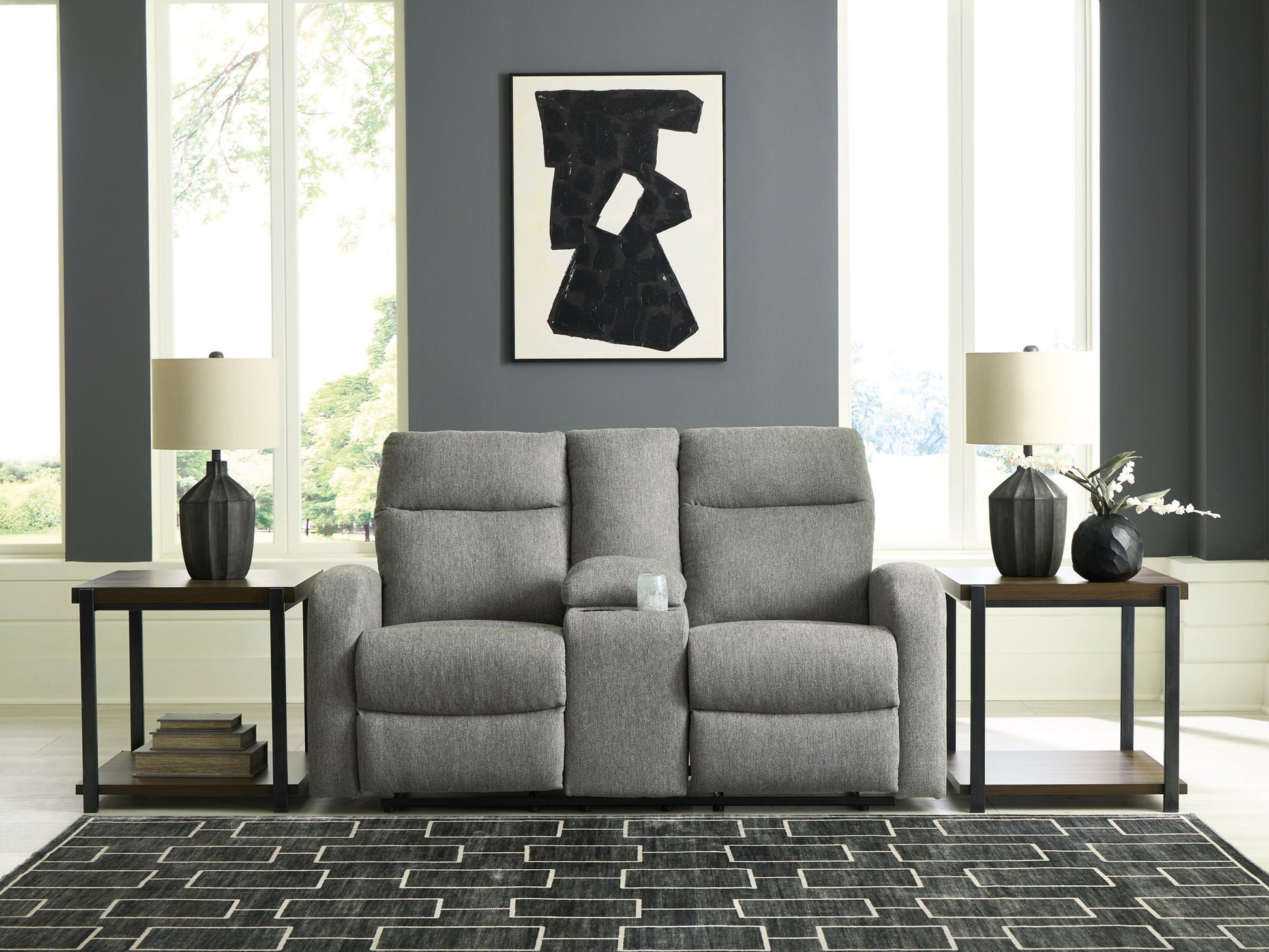 Gauntlet - Sterling - Double Recline Loveseat With Console - Hornell Furniture Outlet