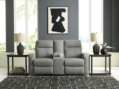 Gauntlet - Sterling - Double Recline Loveseat With Console - Hornell Furniture Outlet