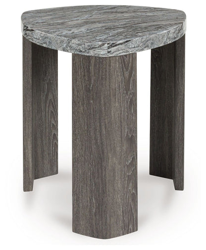 Surmour - Gray / Brown - Triangle End Table - Hornell Furniture Outlet