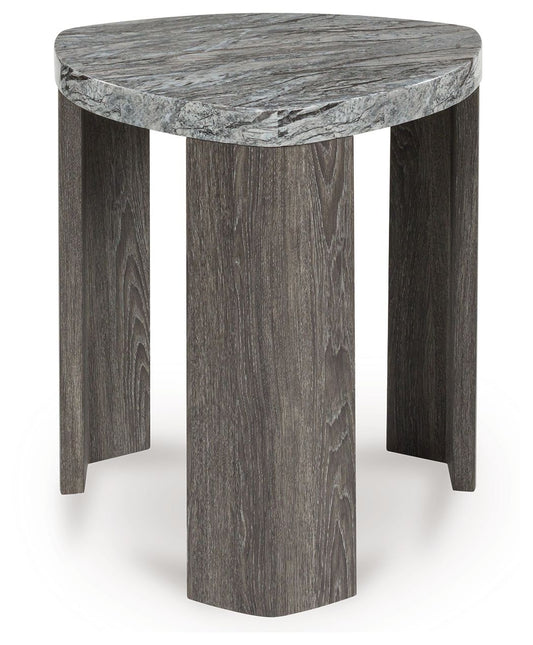 Surmour - Gray / Brown - Triangle End Table - Hornell Furniture Outlet
