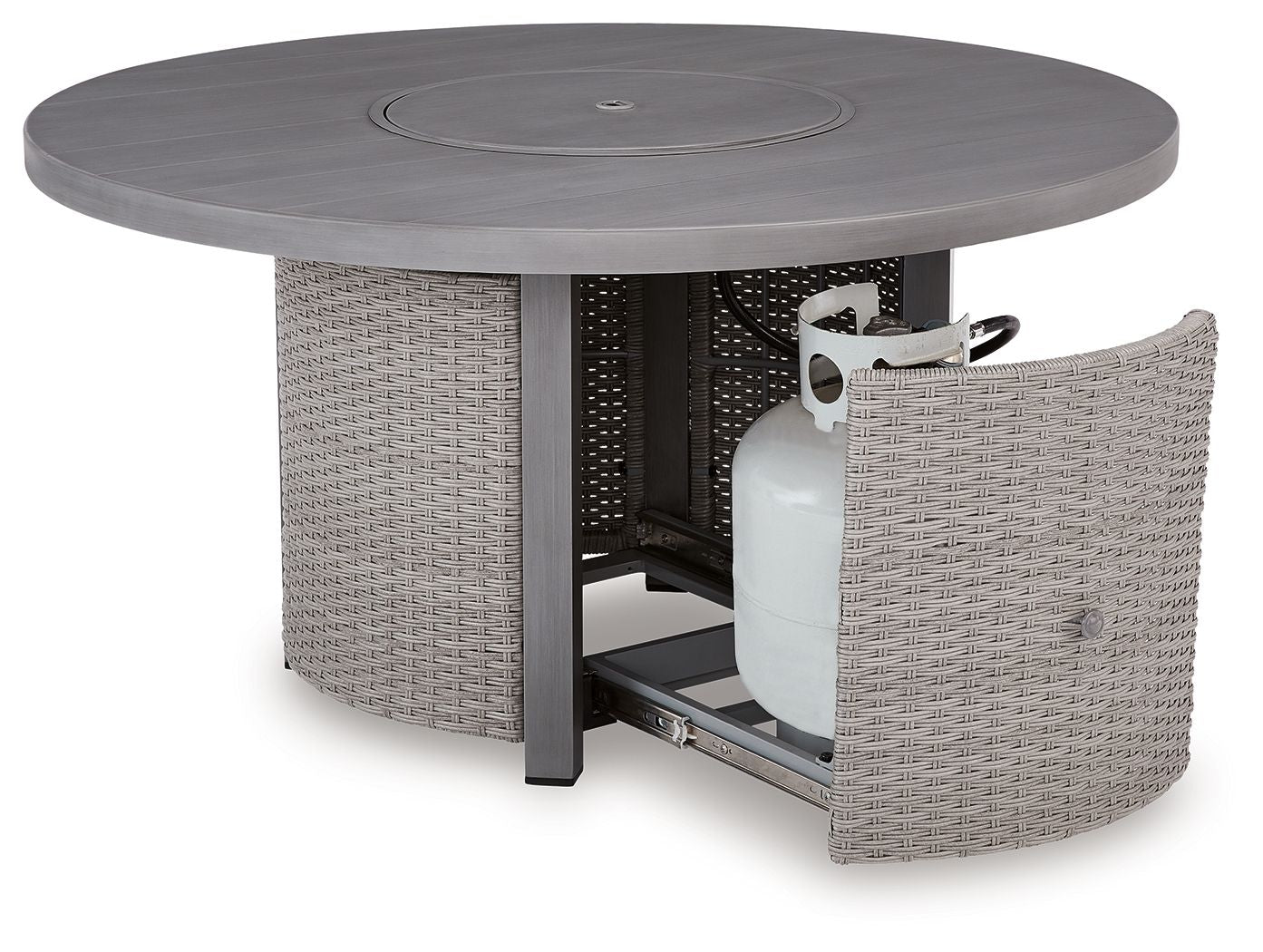 Half Moon Beach - Round Fire Pit Table - Gray - Hornell Furniture Outlet