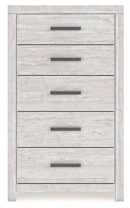 Cayboni - Whitewash - Five Drawer Chest - Hornell Furniture Outlet