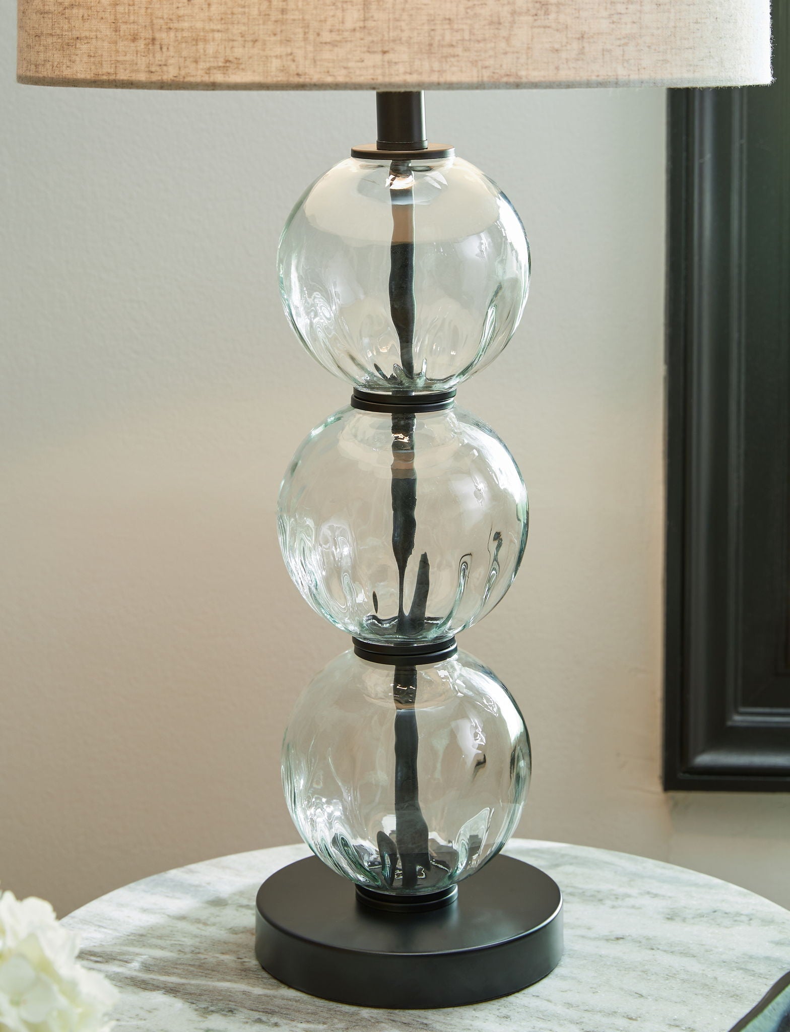 Airbal - Clear / Black - Glass Table Lamp (Set of 2) - Hornell Furniture Outlet